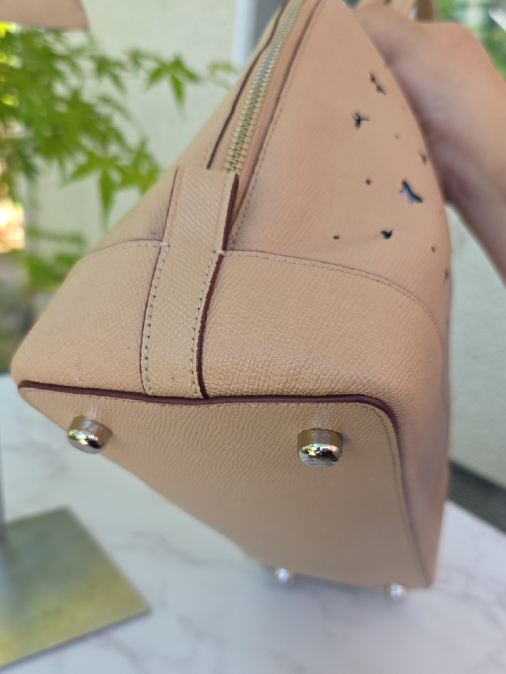 Coach Sierra Satchel Butterflies Perforated Beechwood Beige Hand Bag - Picture 14 of 14